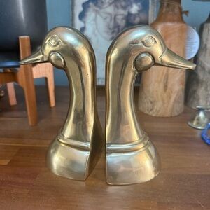 Elegant Brass Duck Bookends